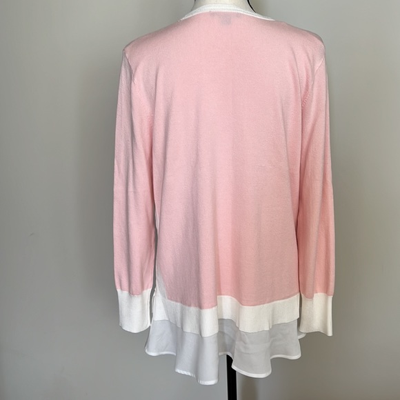 Tommy Hilfiger Woman's Layered Look Sweater, Size L, pink & white, tunic - Picture 11 of 12